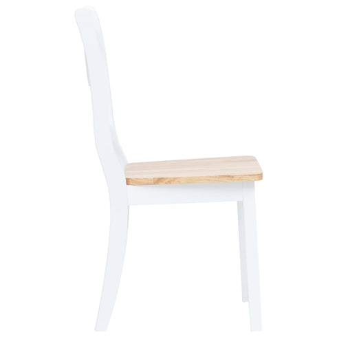 Maison Madeleine -  5 Piece Dining Set Solid Rubber Wood White and Brown